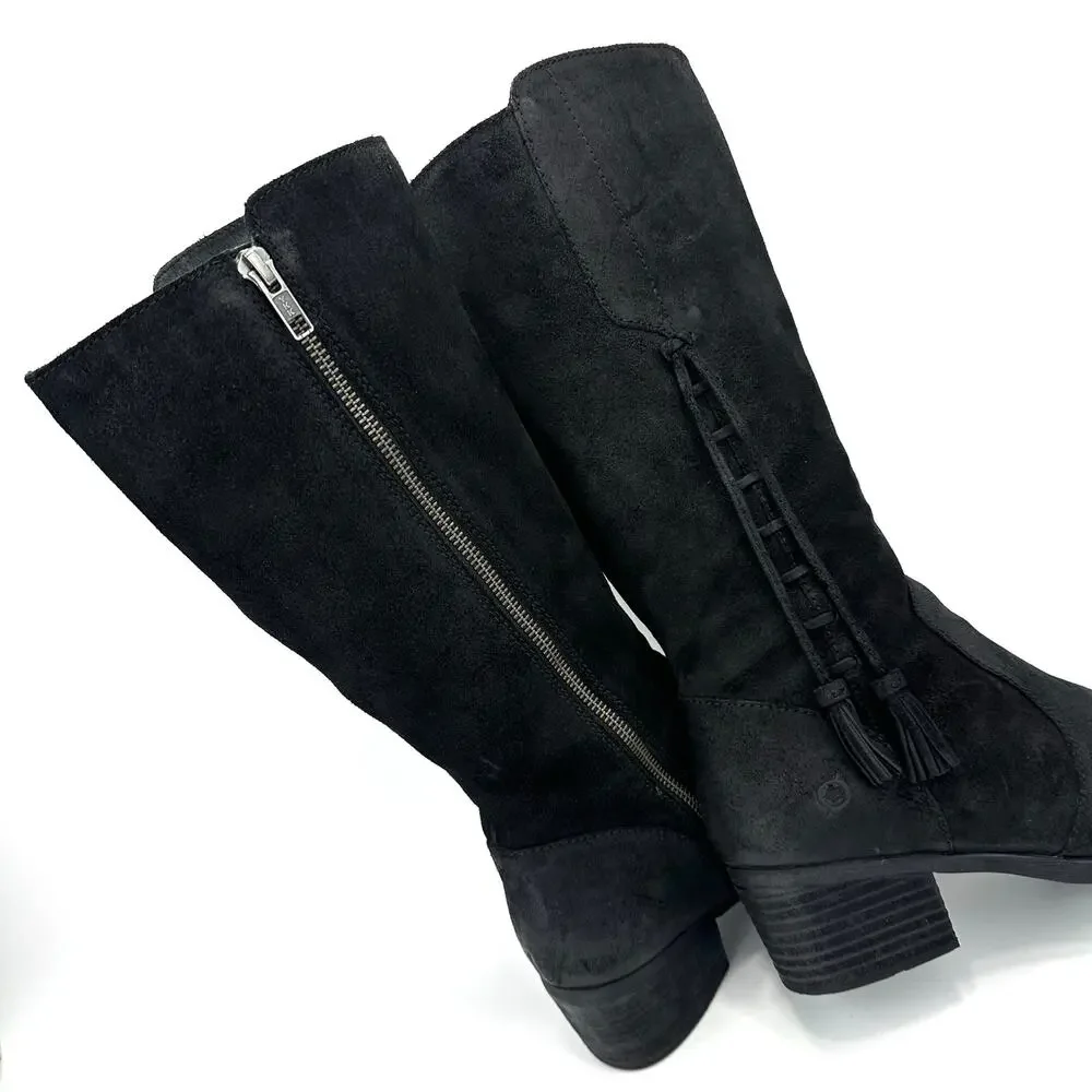 Born Women Mid-Calf Riding/Western Boot Size 9M Black Leather Knee-High Bootie